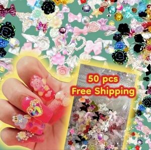 50 pcs Nail Charms 3D DIY Arts and Crafts